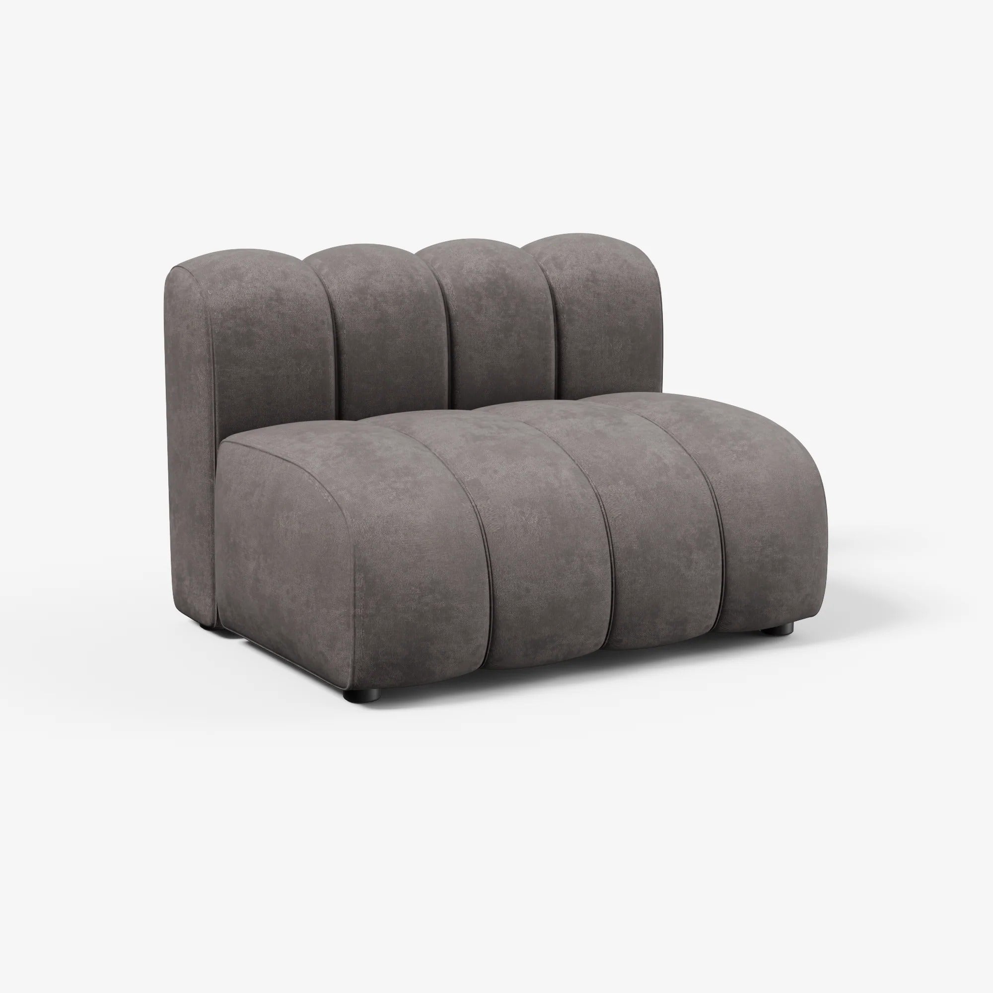 Cosmo Straight 1-seater in truffle brown showcasing a bold, compact form with curved silhouette
